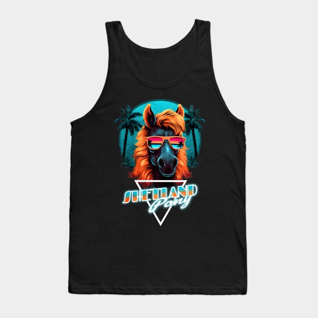 Retro Wave Shetland Pony Horse Chillout Tank Top by Miami Neon Designs